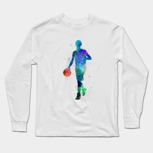 Basketball player in watercolor Long Sleeve T-Shirt